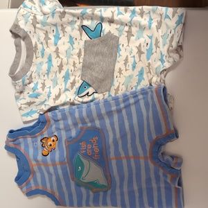 2 pack Shark baby boy romper -gently used